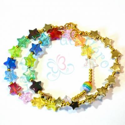 Bracelet double en perles de verre coloré
